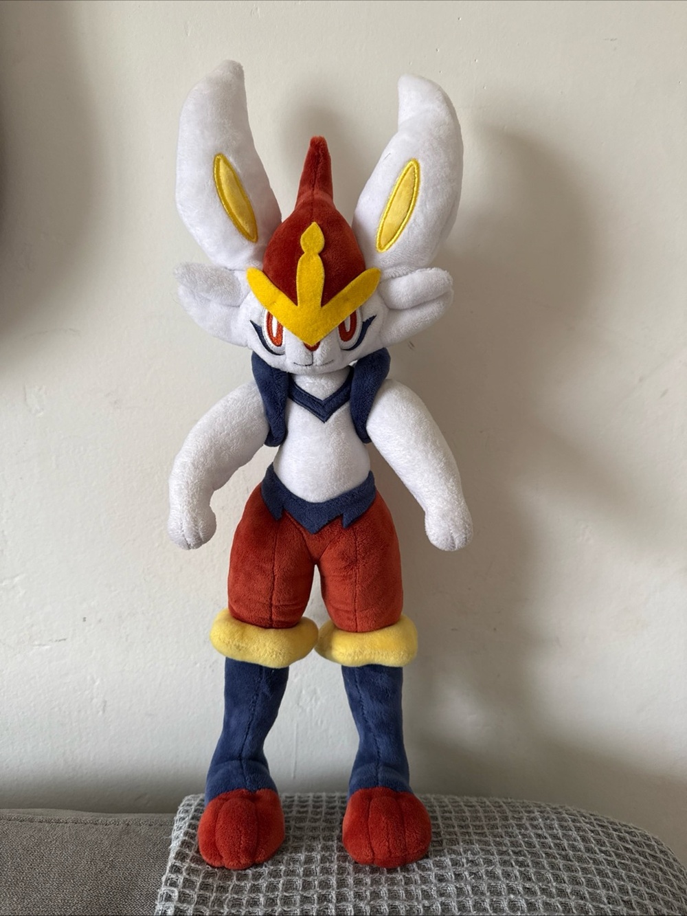 Kids Plush Character Toy in White, Red & Navy with Yellow Accents